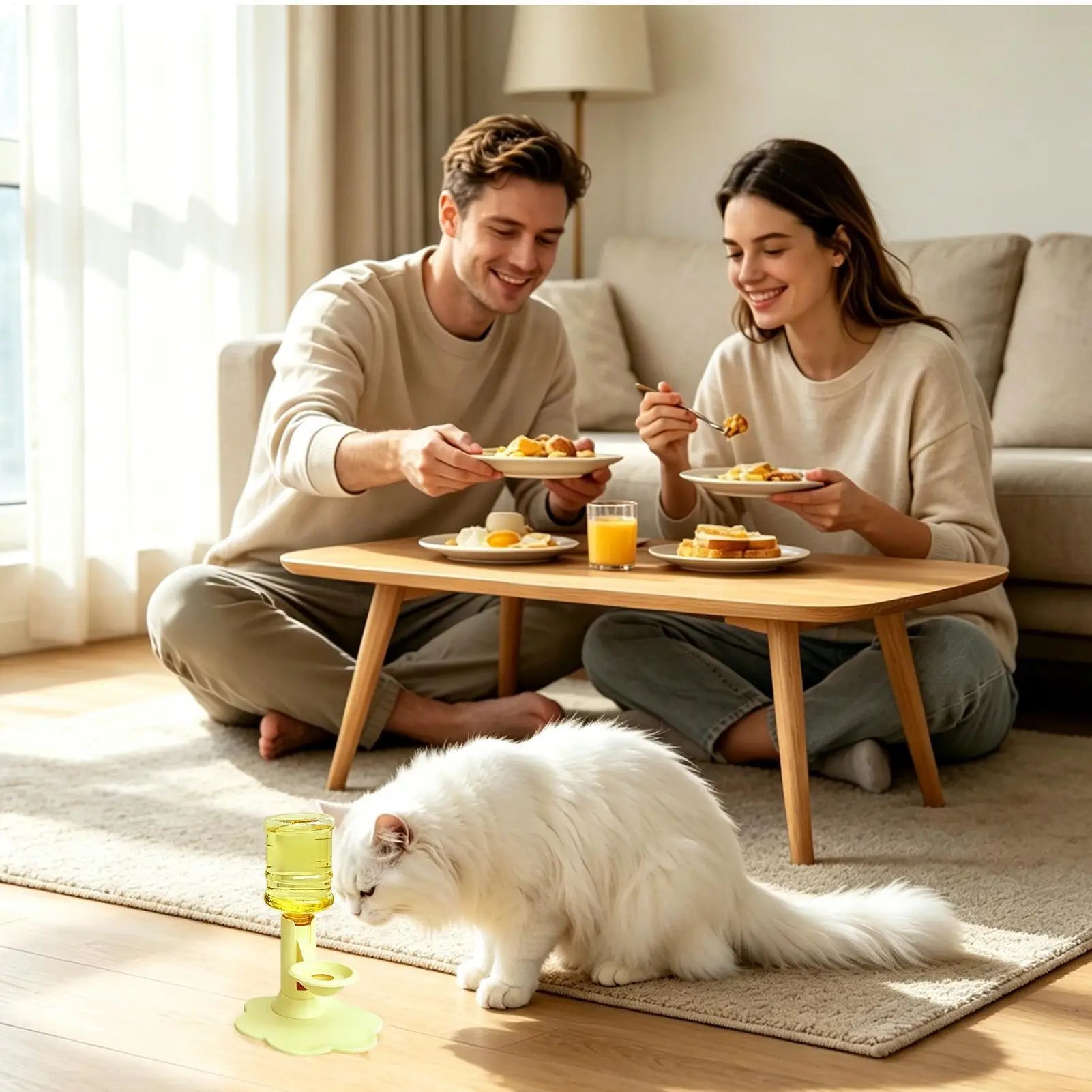 Gravity Based Pet Water Drinking Machine Stable Wide Base Leak Proof for Multi Cat Family Short Distance Travel