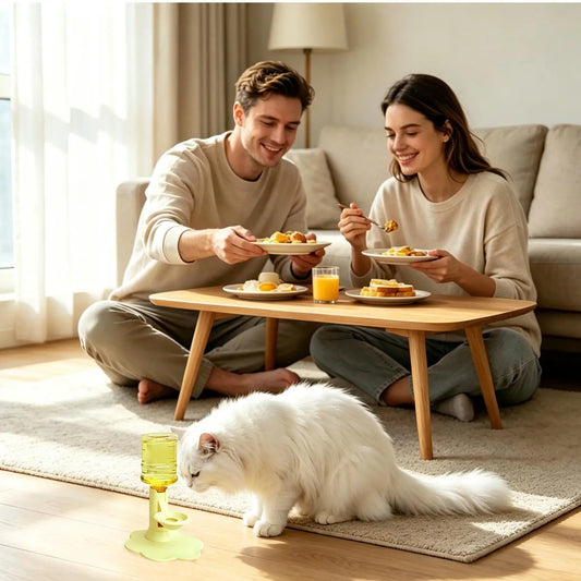 Gravity Based Pet Water Drinking Machine Stable Wide Base Leak Proof for Multi Cat Family Short Distance Travel