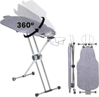 ° Dual-Sided Iron Board - Torso-Shaped Ironing Board Full Size with 8-Level Adjustable Height, Rotatable & Detachable Iron Holde