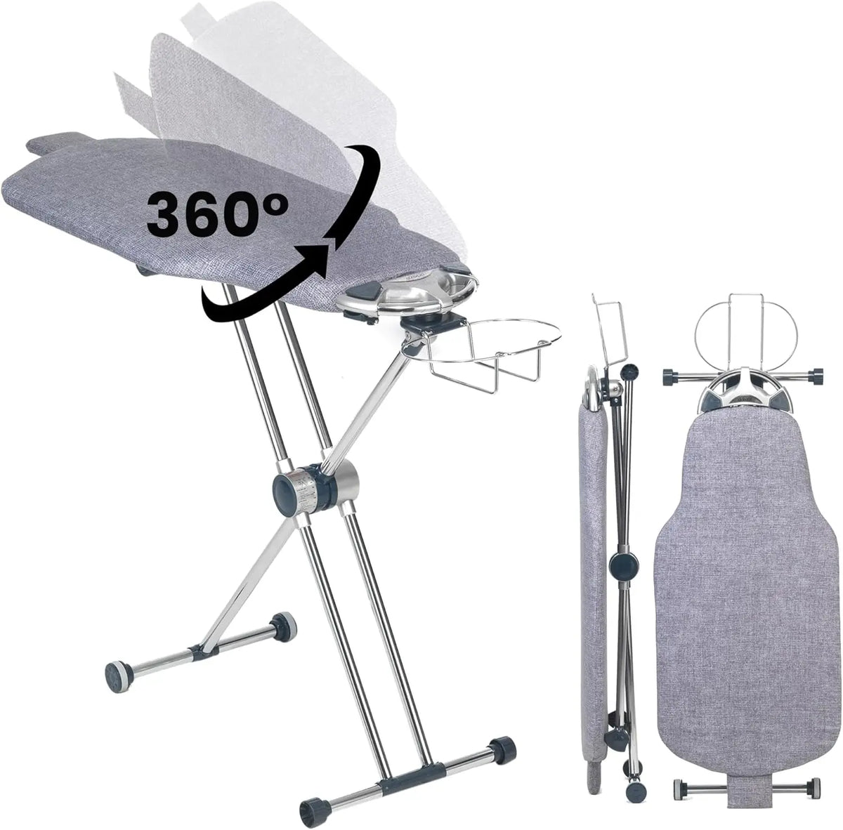 ° Dual-Sided Iron Board - Torso-Shaped Ironing Board Full Size with 8-Level Adjustable Height, Rotatable & Detachable Iron Holde