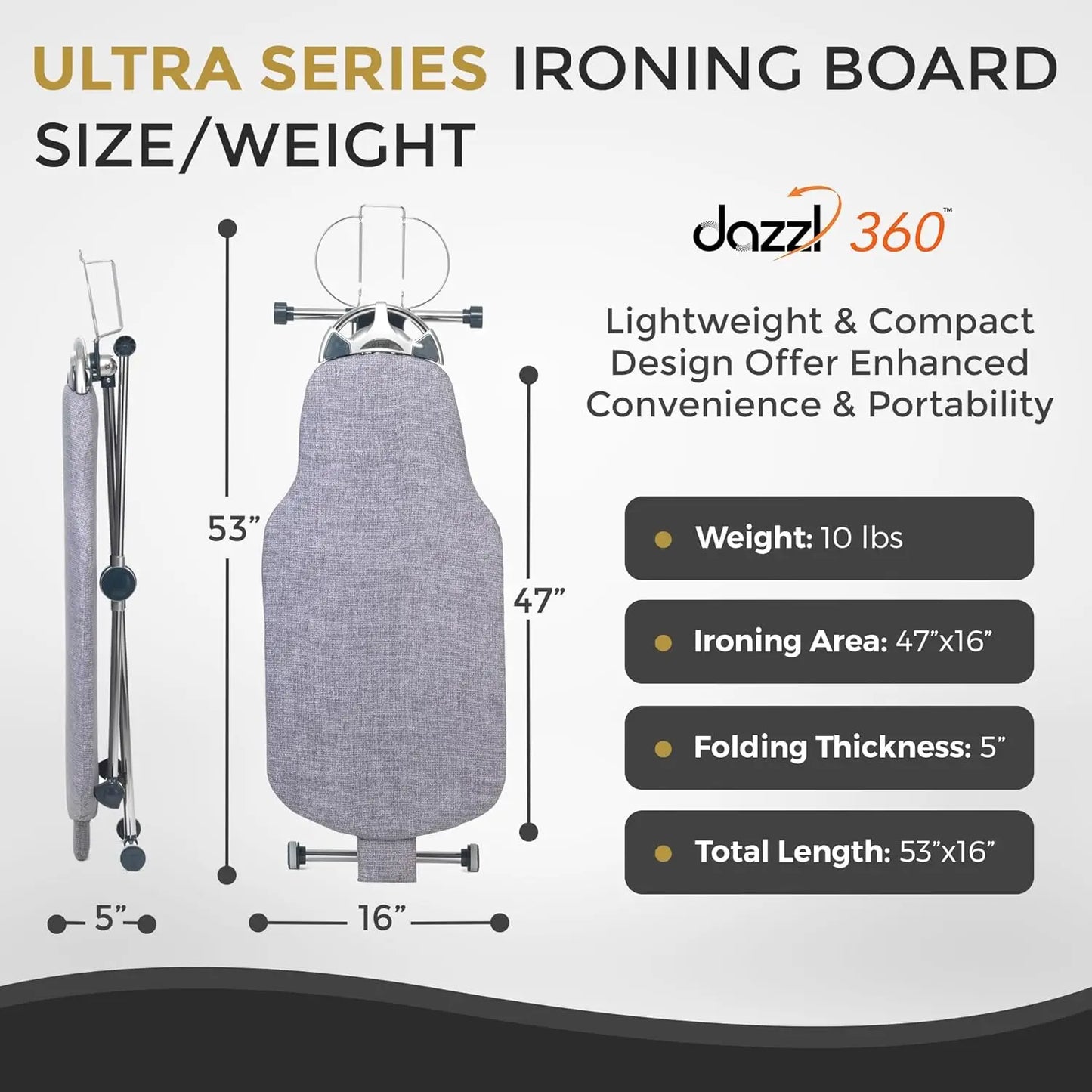 ° Dual-Sided Iron Board - Torso-Shaped Ironing Board Full Size with 8-Level Adjustable Height, Rotatable & Detachable Iron Holde