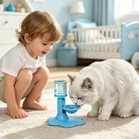 Gravity Based Pet Water Drinking Machine Stable Wide Base Leak Proof for Multi Cat Family Short Distance Travel