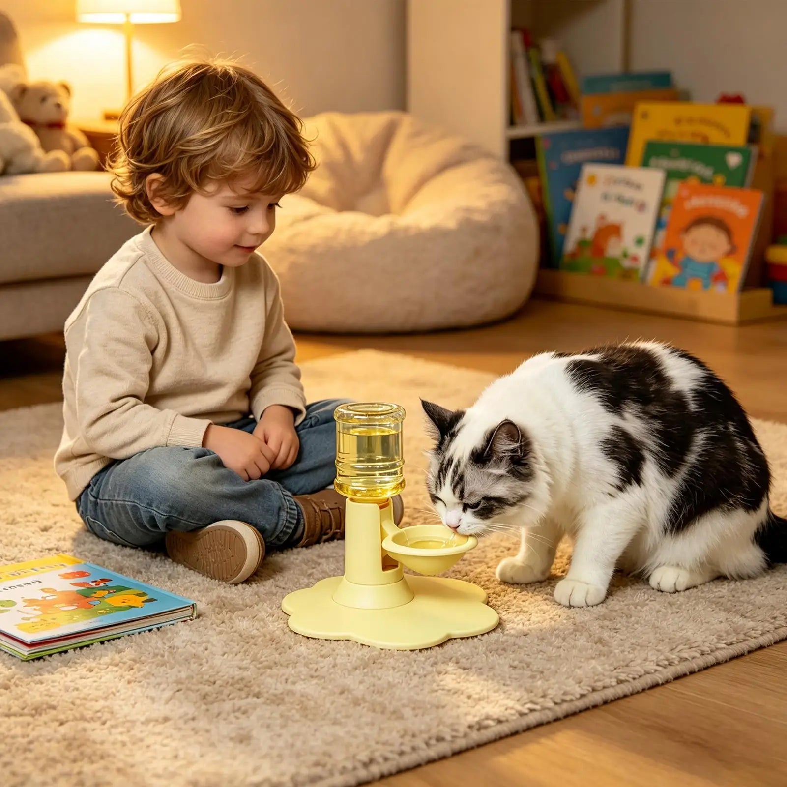 Gravity Based Pet Water Drinking Machine Stable Wide Base Leak Proof for Multi Cat Family Short Distance Travel
