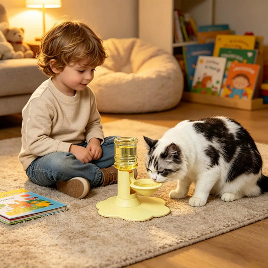 Gravity Based Pet Water Drinking Machine Stable Wide Base Leak Proof for Multi Cat Family Short Distance Travel